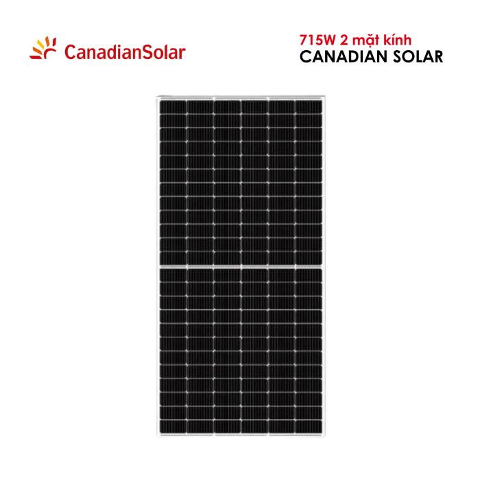 Tấm pin năng lượng mặt trời Canadian Solar 715W 2 mặt kính