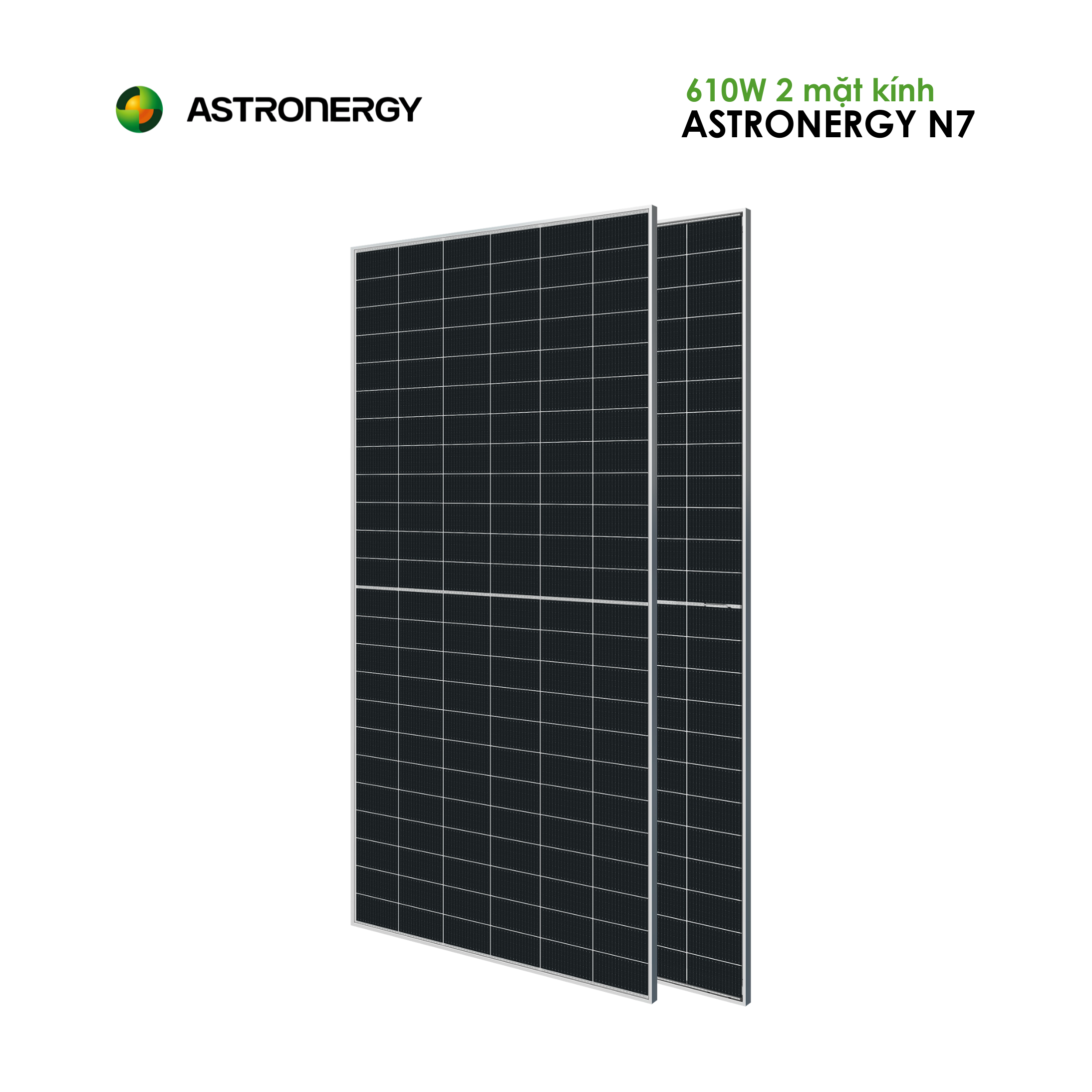 Tấm pin năng lượng mặt trời Astronergy N7 610W N-Type 2 mặt kính