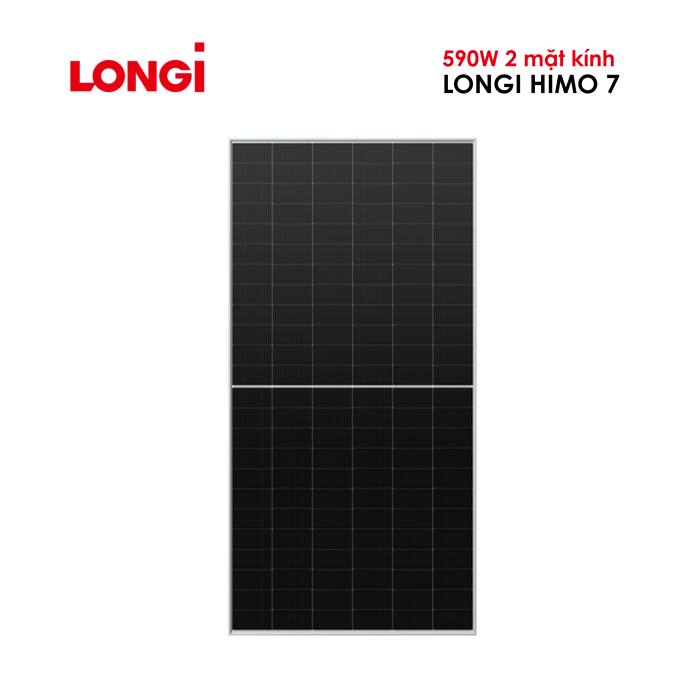 Tấm pin năng lượng mặt trời Longi Himo 7 590W 2 mặt kính