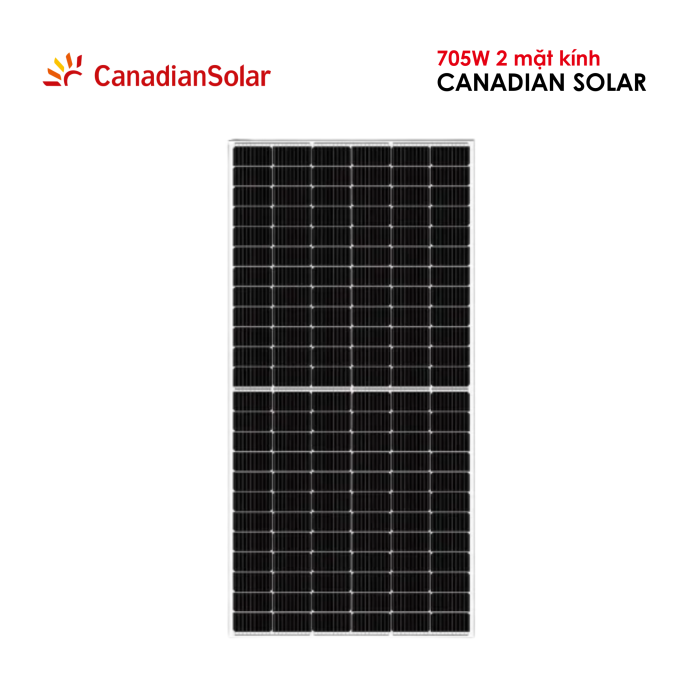 Tấm pin năng lượng mặt trời Canadian Solar 705W 2 mặt kính