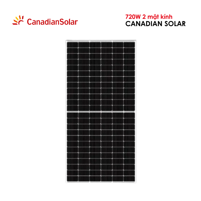 Tấm pin năng lượng mặt trời Canadian Solar 720W 2 mặt kính