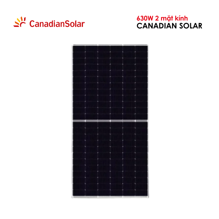 Tấm pin năng lượng mặt trời Canadian Solar 630W 2 mặt kính